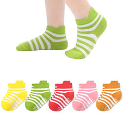 MOMISY Baby Girl Boys children Non Slip Toddlers Infant children Cotton Stretch Crew Anti skid Slip Socks-6 Pairs(AntiSkid-Stripe, 1 to 3 years)
