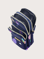 MOMISY Small Cross Body Bag, Multifunction 3 Layer Mini Shoulder Bag Phone Purse Armband with Headphone Port for Teens Girls Ladies Women (Balloon Dark Blue)