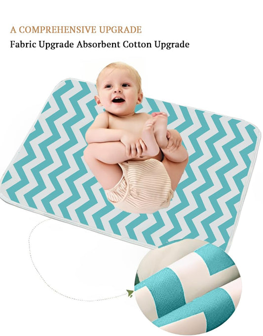 SYGA Baby 1 Piece Small Waterproof Bed Protector Dry Sheet,Washable Reusable Bed Protector_Cyan Waves