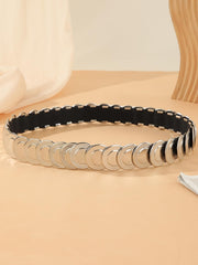 SYGA Metal Iron Belt For Women Retro Round Elastic Waistband With Skirt Suit Chain(Silver)