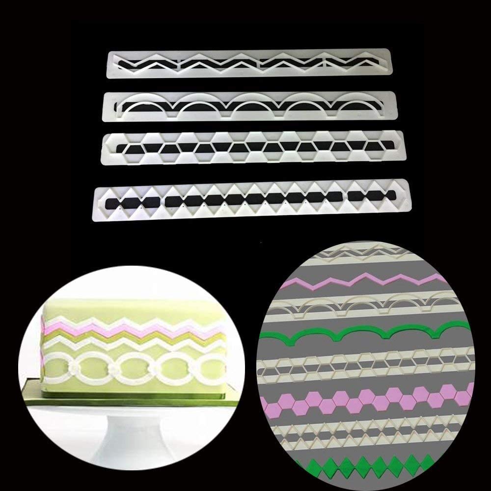 SYGA 4pcs / Set Geometry Wave Sugar Craft Plastic Fondant Cutter Cake Mould Cake Decoration