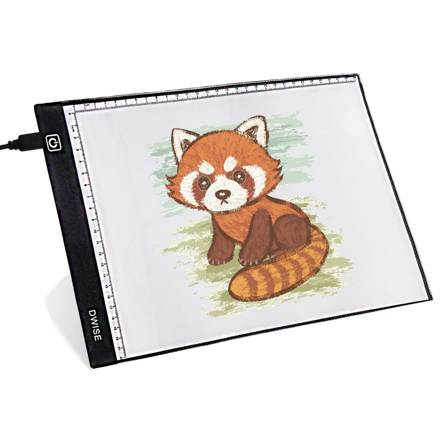 Dwise A4 Size LED Lighted Drawing Tracing Board 3 Adjustable Brightness Touch Button with Scale Measurements