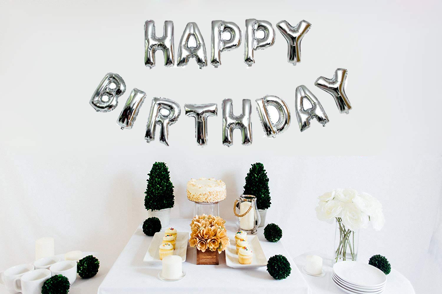 SYGA 16 Inch Happy Birthday Foil Balloon Set Party Decorantion Blue Star Aluminum Letter, 13 Pieces