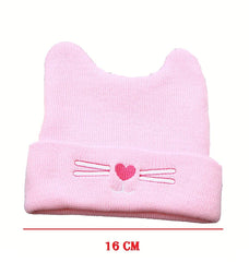 SYGA 1 Piece Medium Knitted Head Design Baby Wool Sleep Cap_Black