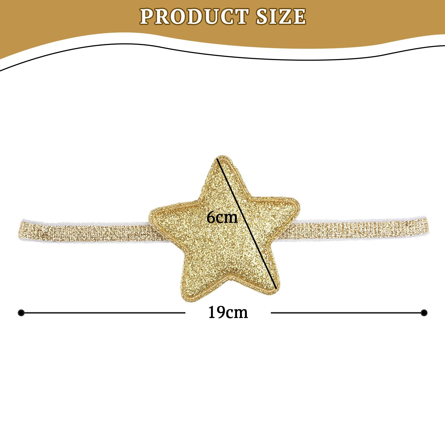 SYGA Baby Girl's Glittery Star Headband Soft & Stretchable Fabric Hairband for Infants, Toddlers Little Princesses (0-3 Years Golden)