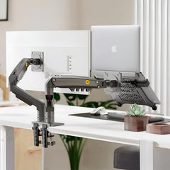 SYGA NB F160-FP Dual Monitor and Laptop Mount, 17-30 inch Screen, 2-9KG Load Capacity, Black