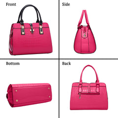 SYGA Leather Hand-Held Crocodile Pattern Women's Bag Single-Slant Handbag(ROSE RED)