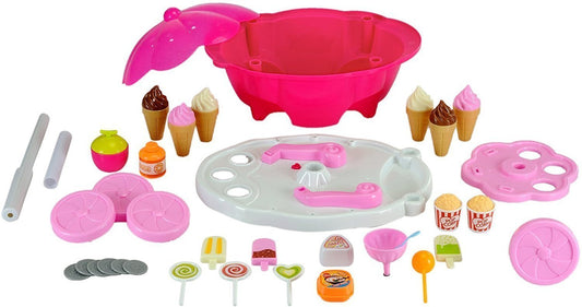 SYGA Ice Cream Play Cart Kitchen Set Toy with Lights and Music, Small