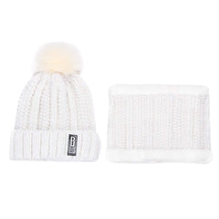 SYGA Winter Beanie Hat for Women with Pom Pom and Fleece Lining, Outdoor Sports Hats, Above 15 Year White