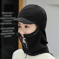 SYGA Zipper Balaclavas for Bikers, Winter Cap for Men Women with Fleece Lining, Mask for Winter, Free Size - Black