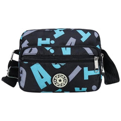 MOMISY Women Mobile Messenger cellphone Bag Ladies Nylon Shoulder Cross Body Long Strap for College, Outing, Travelling, Work (Medium, BlackLetter)
