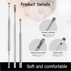 MOMISY 6 Pcs Innovative Spring Earwax Cleansing Tool Set | Portable Ear Wax Removal Set | Stainless Steel Spoon Ear Picks | Cleaning Kit for Home and Travel