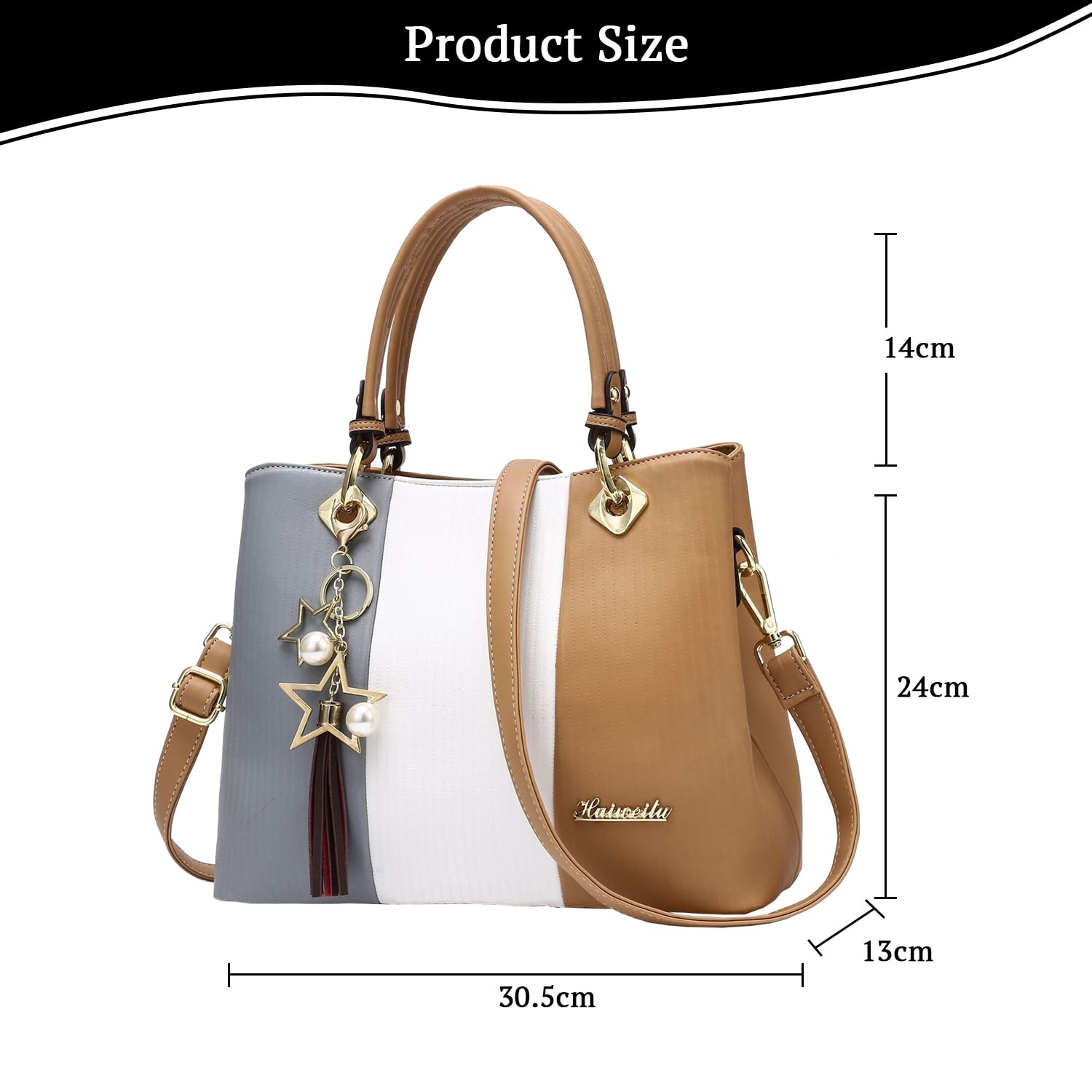SYGA Handbags for Women with Multiple Internal Pockets in Pretty Color Combination, Women's Satchel Handbag(KHAKI)