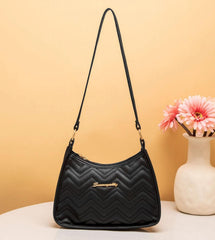 SYGA Women's Handbags Fashion Black Versatile Shoulder Bag With Zikzak Design