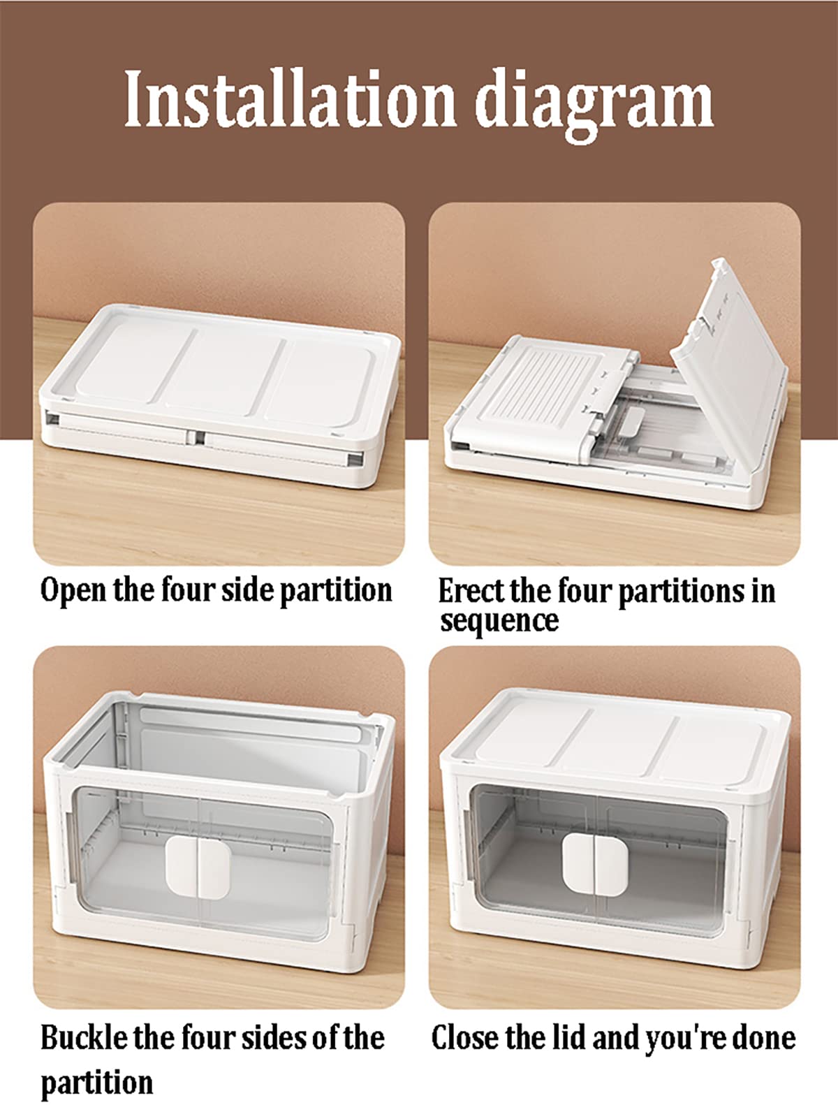 SYGA Small Snack Storage Box Drawer Type Clothes Toy Book Storage Box Home Living Room Finishing Storage Cabinet(White- Transparent)
