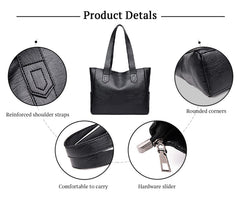 SYGA Women's Crossbody Bag, Single Shoulder Strap, Zipper Closure, Genuine Leather, Black