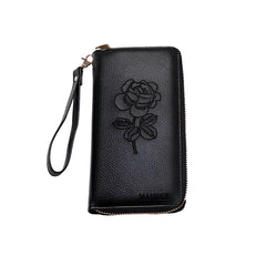SYGA Women's , Zip-Around  Wallet with Rose Flower Pattern, Card and Coin Holder