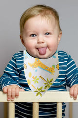 SYGA Baby Bibs with Sleeves Waterproof Feeding Dribble Bibs Painting Apron Bibs Adjustable Closure with Large Pocket for Infant Toddler 1 to 3 Years Old- Blue Little Prince
