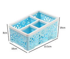 SYGA Plastic 4 Compartment Desk Organizer,Storage Box, Kitchen Tool Organizer,Remote Stand(Blue)