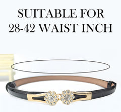 SYGA Women Leather Belt Thin Skinny Metal Buckle WaistBelt 22-36 Waist Belt(Bleck)