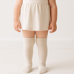 MOMISY 3 Pairs of Baby Spring Winter And Autumn Combed Cotton Long Tube Knee-High Socks Suitable Age of 2 to 4 Years (IN, Age, 2 Years, 4 Years, Orange Grey Beige)