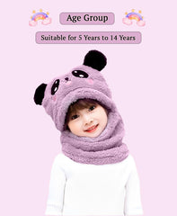 SYGA Winter Kids Wool Blend Kids Cap Ear & Neck Proction Panda Red Cap for 5 Years-14 Years