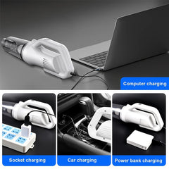 SYGA Car Vacuum Cleaner Car Portable Mini Vacuum Cleaner Home Handheld Wireless High Power Vacuum Cleaner Exclusive Model with Floor Brush 12000pa Suction 6000mAh Power + 5 Filter Elements