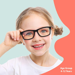 SYGA Children's Anti-Blue Light Goggles Soft Silicone Eye Protection Baby Flat Mirror Frame 4-12 years old (Blue frame yellow legs)