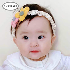 SYGA 3 Pcs Baby Girl Headband Soft Flower Bow Strechable Hairband Suitable For Newborns, Infants, Toddlers and Kids 0-3 Years(Color - 1026)