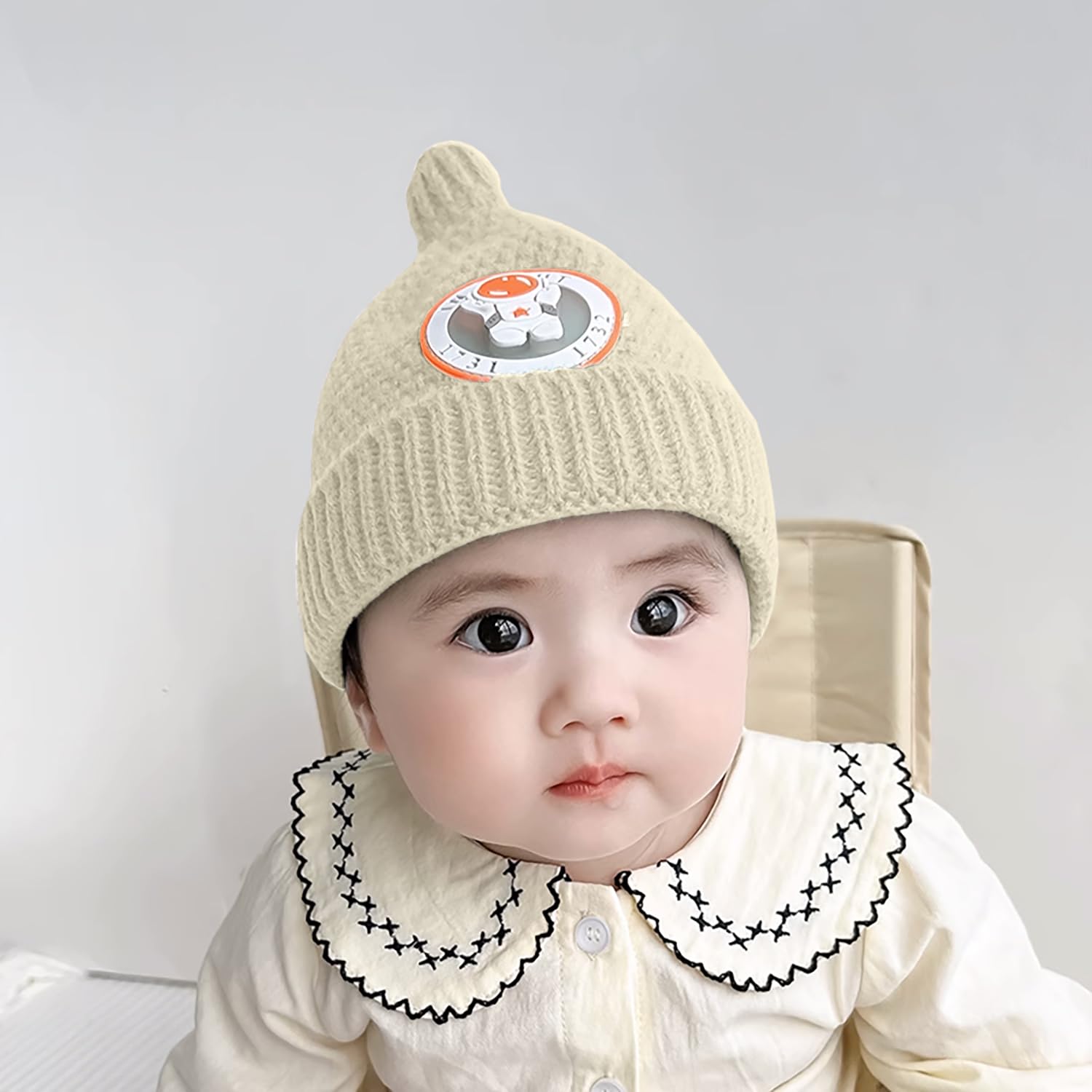 SYGA Baby Winter hat Baby Woolen Knitted Unisex Hat -Beige (6-18 Month)