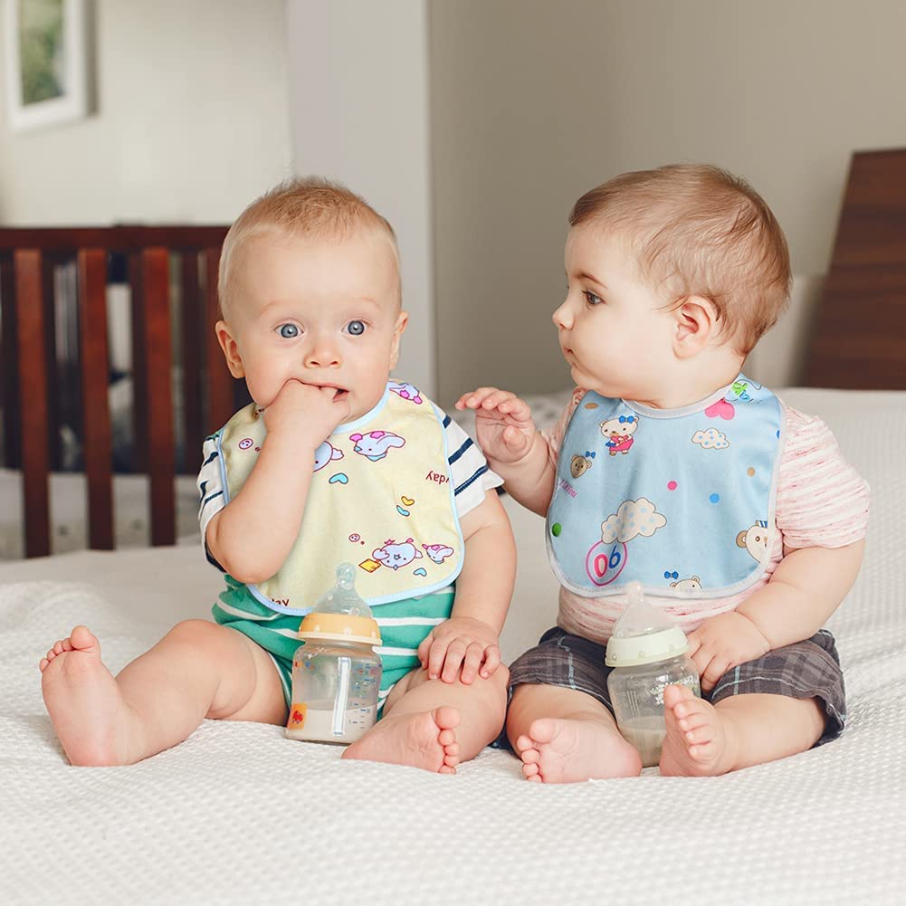 SYGA 10pcs Baby Bibs For Infant Eating Bibs Soft & Absorbent with Adjustable Snaps Baby Bandana Bib Set for Unisex Newborn and Toddlers-Assorted Colour & Design