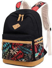 JAISOM Canvas Printing Women Backpack Travel Casual Rucksack Female Laptop Bagpack Student Bookbag School Bag for Teenage Girls (Leaf)