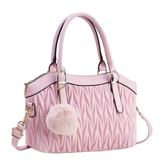 SYGA Women's Handbag New Solid Color Soft Leather Vegetable Bag Large Capacity Simple Foreign Style Mother Bag (Pink)