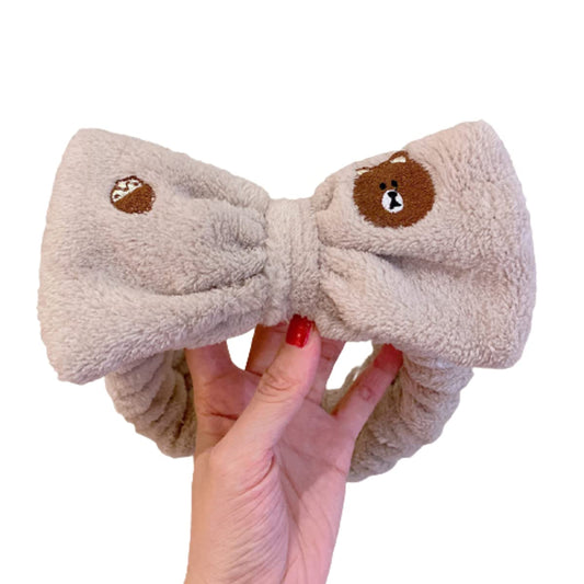 MOMISY Elastic Lovely Hair Band Wash Face Spa Headband-Washable Facial Band Makeup Wrap Headbands for Women (Brown)