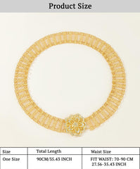 SYGA Women'S Metal Flower Diamond Belt,kamarband For Saree & dress Decoration Versatile Long Waist Chain(Gold)