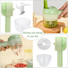 4-in-1 Electric Vegetable Cutter, Multi-Function Food Processor with Chopper, Slicer, Shredder & Dicer, Electric Vegetable Grater & Slicer for Kitchen, Fruits, Vegetables & Salads