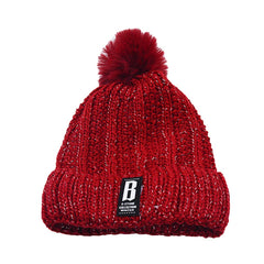 SYGA Winter Beanie Hat For Women Warm Woolen Lining Knit Bobble Pom Pom Skull Cap Fleece Lined Warm Cap Outdoor Hat - Beige, Free Size
