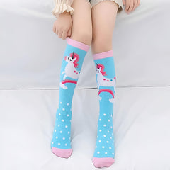 MOMISY 3 Pairs of kids girls Spring Winter And Autumn Combed Cotton Long Tube Knee-High Socks Suitable Age of 3 to 12 Years (IN, Age, 3 Years, 12 Years, 3, 01)