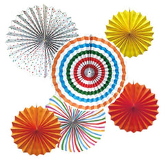 SYGA 6 Pieces of Paper Flower Fan Decoration Background Wall DIY Paper Fan Flower Ball Set(Colorful White)