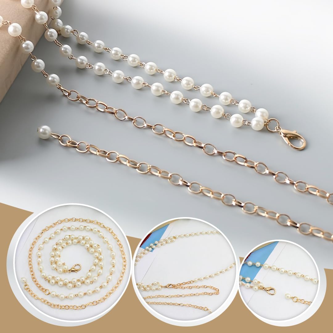 SYGA Pearl Waist Chain Belt Adjustable Decorative Belt Hollowed Tassel Waist Belts Suitable Size for Waist 26-40