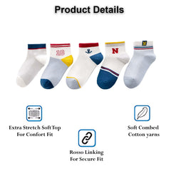 MOMISY 5 Pairs Girl Boys Tube Socks Toddlers Infant Solid Color Boat Spring and Autumn Socks Stretch Baby kids Sock (Symbol, 9 Year to 12 Year)