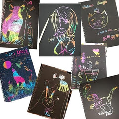 GLUN® Pack of 12 Children's Cartoon Water Magic Painting Book with Water-Based Marker, Different Magical Scenes