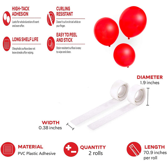 SYGA Balloon Glue Point Dots Clear 2Pcs Removable Glue Dots Roll(100 Points) Balloons Arch Tape Adhesive Craft Tape Dots for Party Balloons, Birthday, Baby Shower, Wedding Decoration, and Scrapbooking