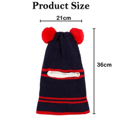 MOMISY Winter Soft Woolen Monkey Cap with Velvet Lining for Baby Boys, Girls, Infant, Toddler, 2-5 Years (in, Age, 2 Years, 5 Years, Navy)