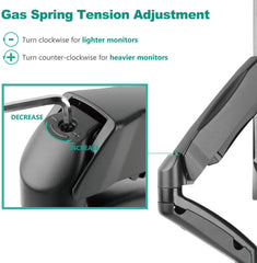 Jin Office Single Monitor Gas Spring Arm | Supports 13-32" Screen| 10KG Weight Capacity| Height Adjustable Desk Mount| Monitor Stand with Gas Spring Adjustment (Black)