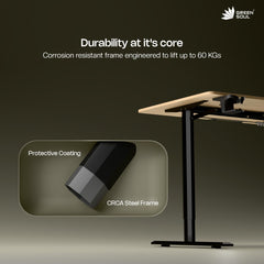 Green Soul Imperium Height Adjustable Table for Office Work | Everyday Ergonomic Desk with One Piece Top | Advance Memory Preset | 3 Year Warranty | Installation Provided (GreyOak,1100 x 600 Top)