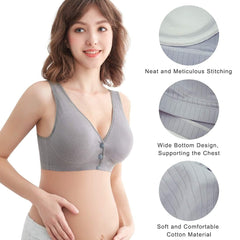 Momisy Women's Cotton Lightly Padded Wire Free Maternity Bra Dark Grey