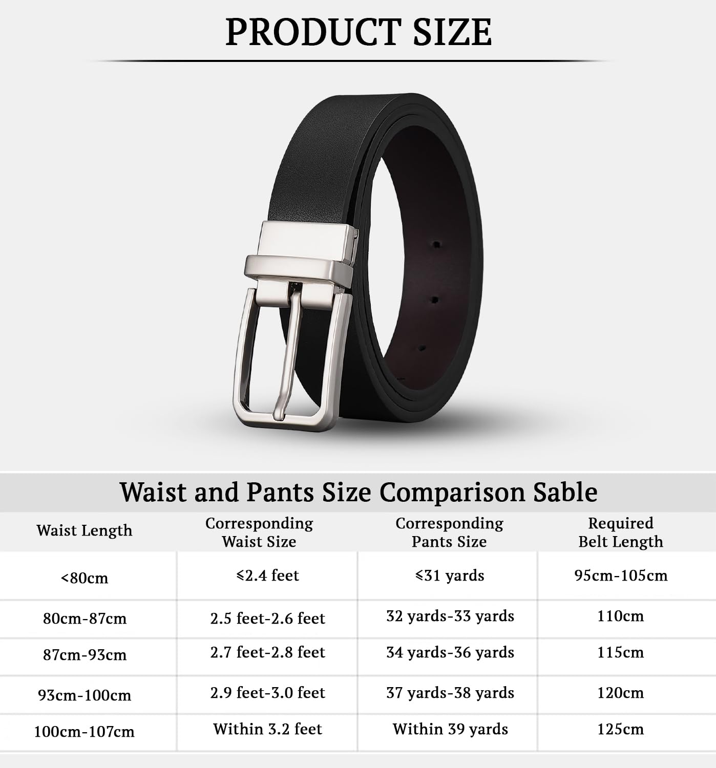 SYGA Men's PU Leather Belt, Casual Plain Pattern,122 cm Length, 3.3 cm Width (Black + Coffee)
