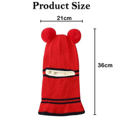 MOMISY Winter Soft Woolen Monkey Cap with Velvet Lining for Baby Boys, Girls, Infant, Toddler, 2-5 Years (in, Age, 2 Years, 5 Years, Red)