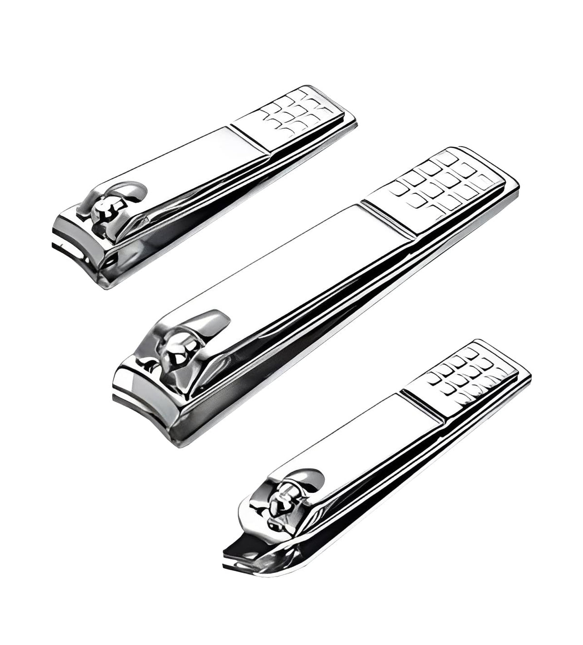SYGA Nail Pack of 3 Clipper Set - Premium Silver Stainless Steel Deluxe Fingernail and Toenail Clipper Cutter